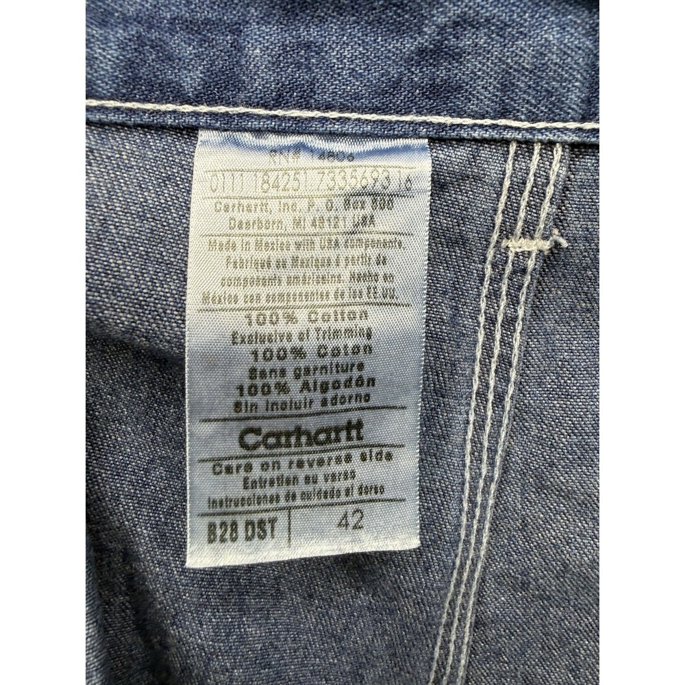 Carhartt B28 DST Denim Carpenter Shorts Mens 42 Blue Dark Stone Wash Work Jorts - Picture 6 of 7